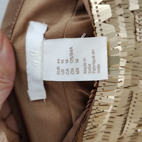 H&M gold shimmer metallic pencil mini skirt size 14 disco ball - Picture 6 of 8